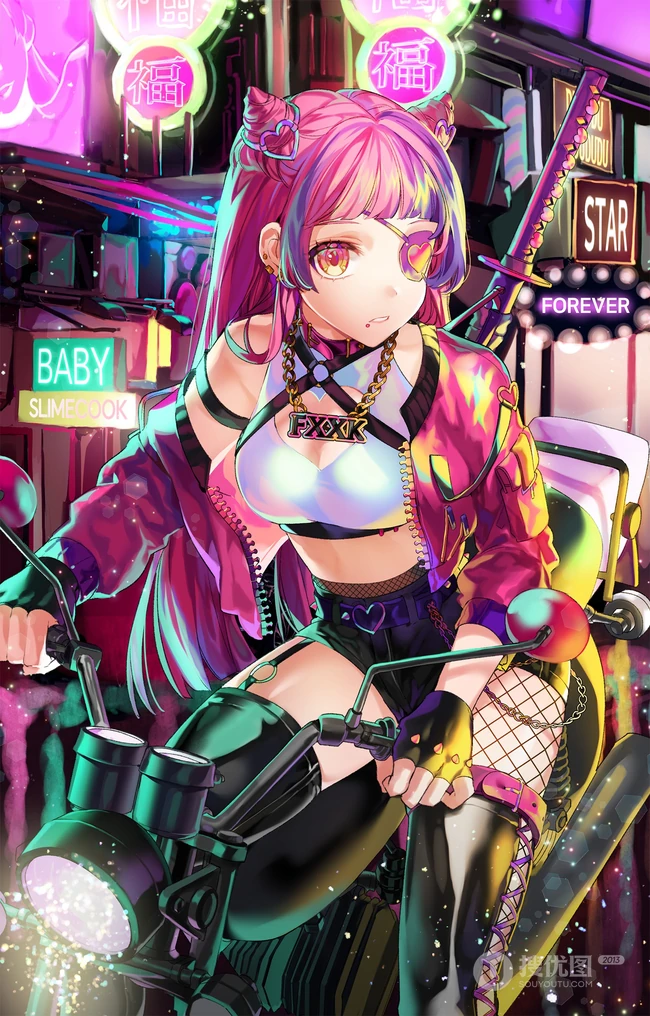 遮住一只眼睛的二次元动漫眼罩少女精选高清图片集