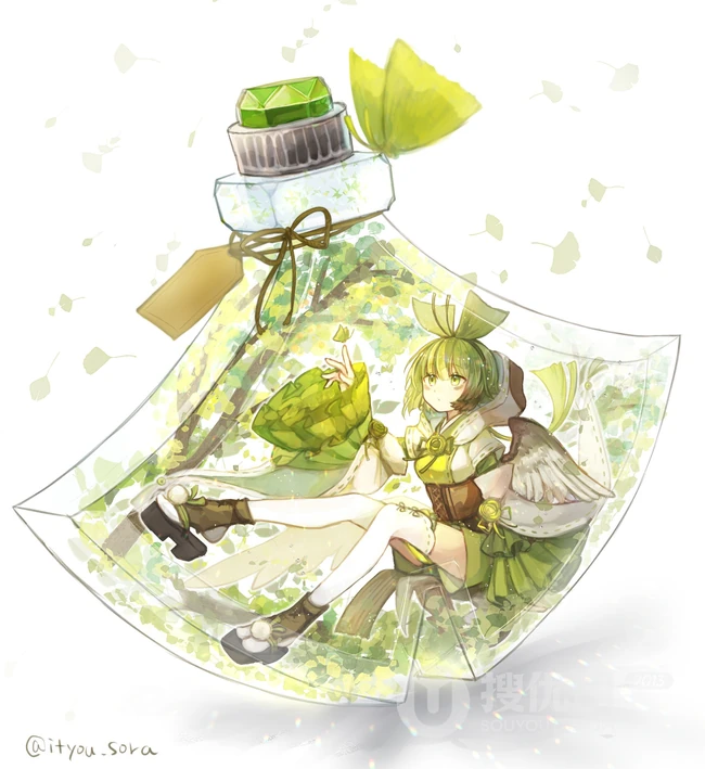 花瓶与少女，瓶子里的女孩精美二次元动漫女生高清图片