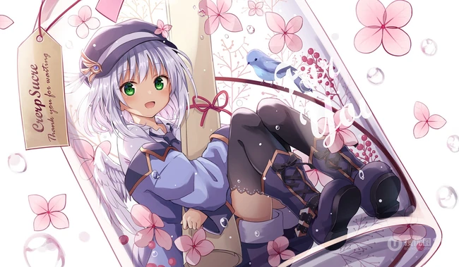 花瓶与少女，瓶子里的女孩精美二次元动漫女生高清图片