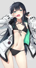 夏日清凉泳装加连帽衫装扮的二次元女生高清图片集