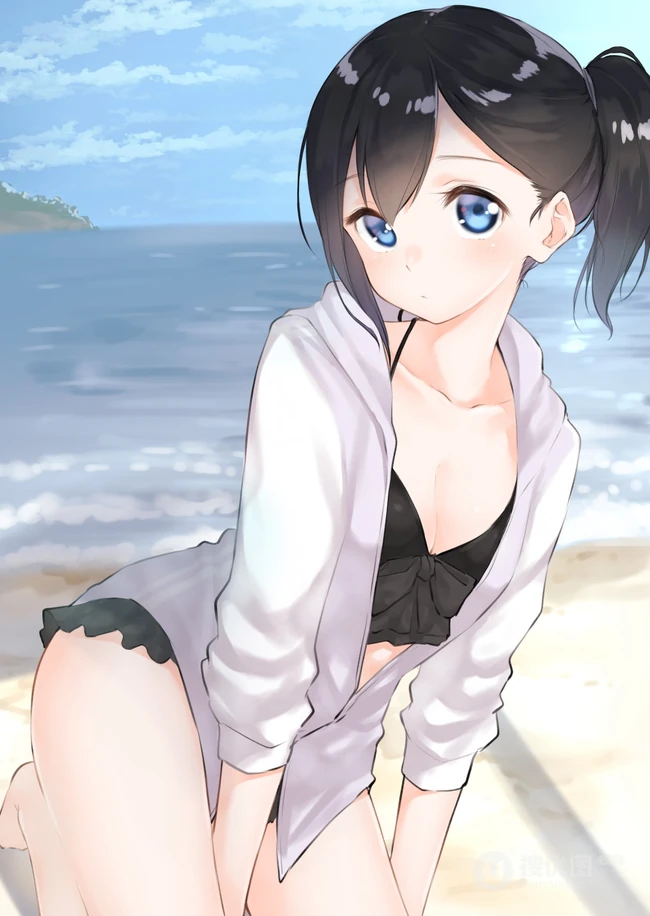 夏日清凉泳装加连帽衫装扮的二次元女生高清图片集