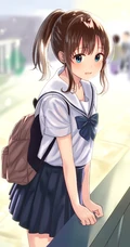 绝对领域水手服短裙二次元精美动漫马尾辫少女高清图片