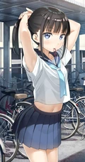 绝对领域水手服短裙二次元精美动漫马尾辫少女高清图片