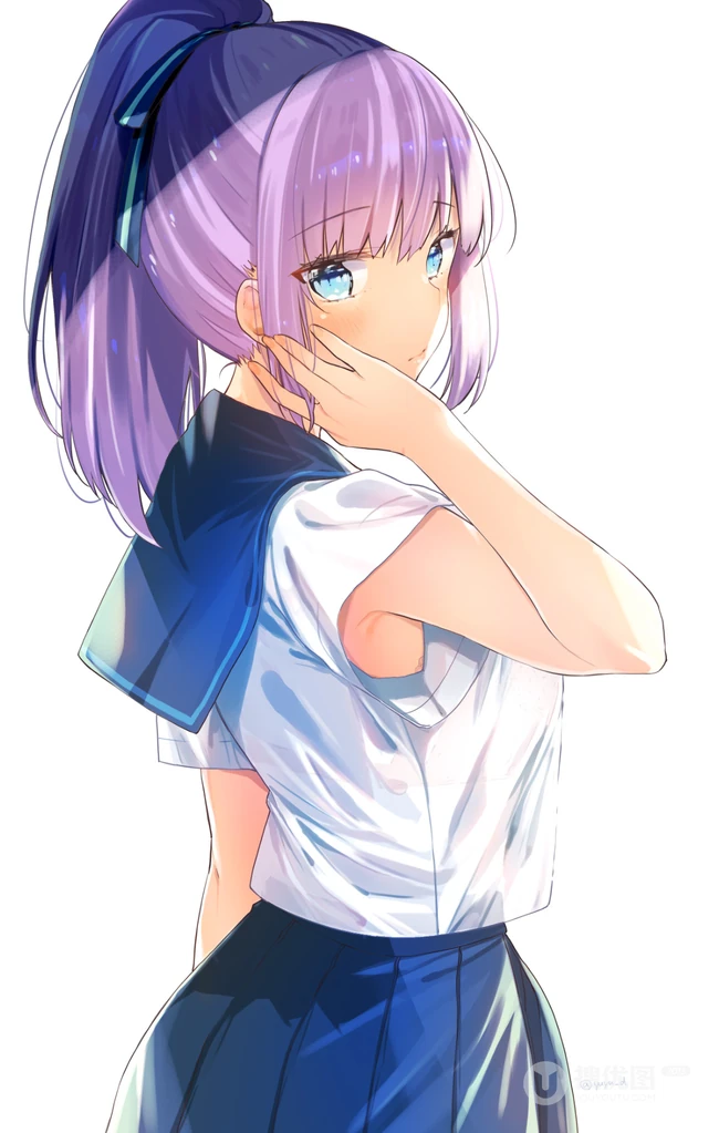 绝对领域水手服短裙二次元精美动漫马尾辫少女高清图片