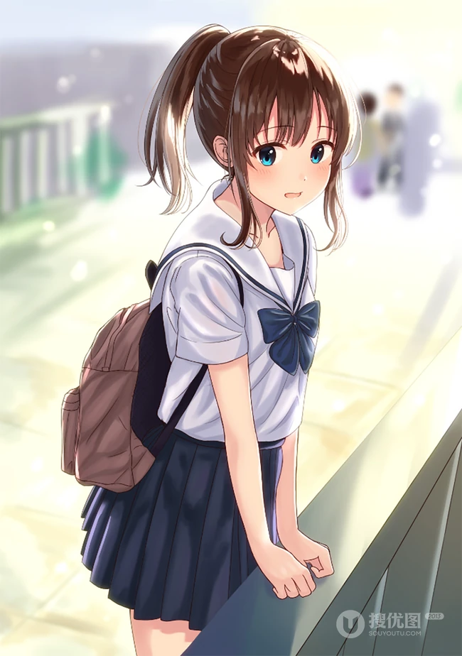 绝对领域水手服短裙二次元精美动漫马尾辫少女高清图片