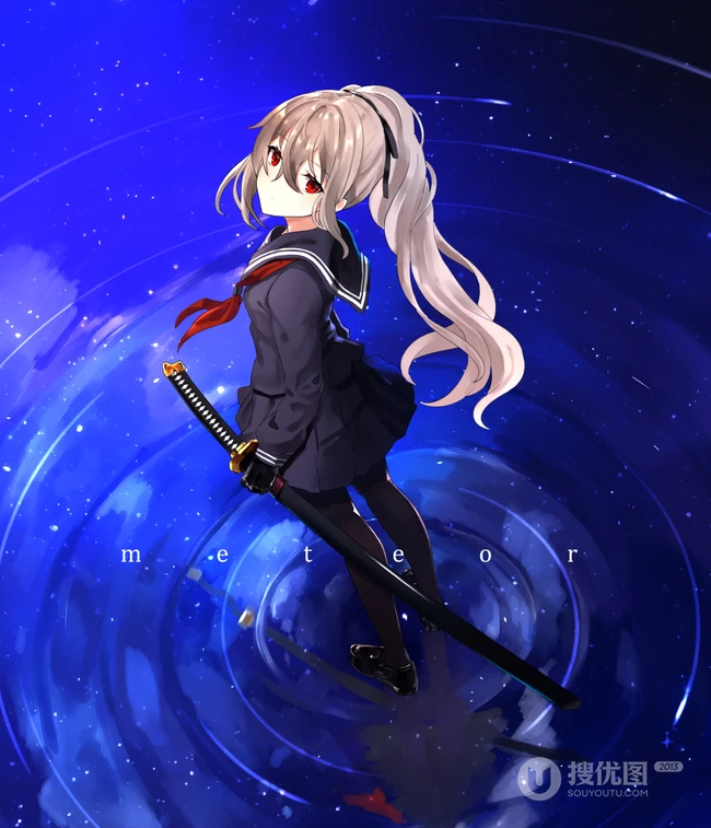 绝对领域水手服短裙二次元精美动漫马尾辫少女高清图片