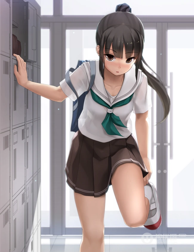 绝对领域水手服短裙二次元精美动漫马尾辫少女高清图片