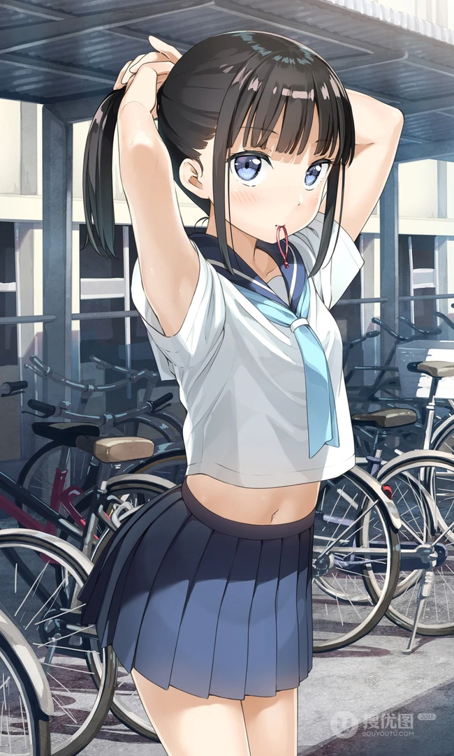 绝对领域水手服短裙二次元精美动漫马尾辫少女高清图片