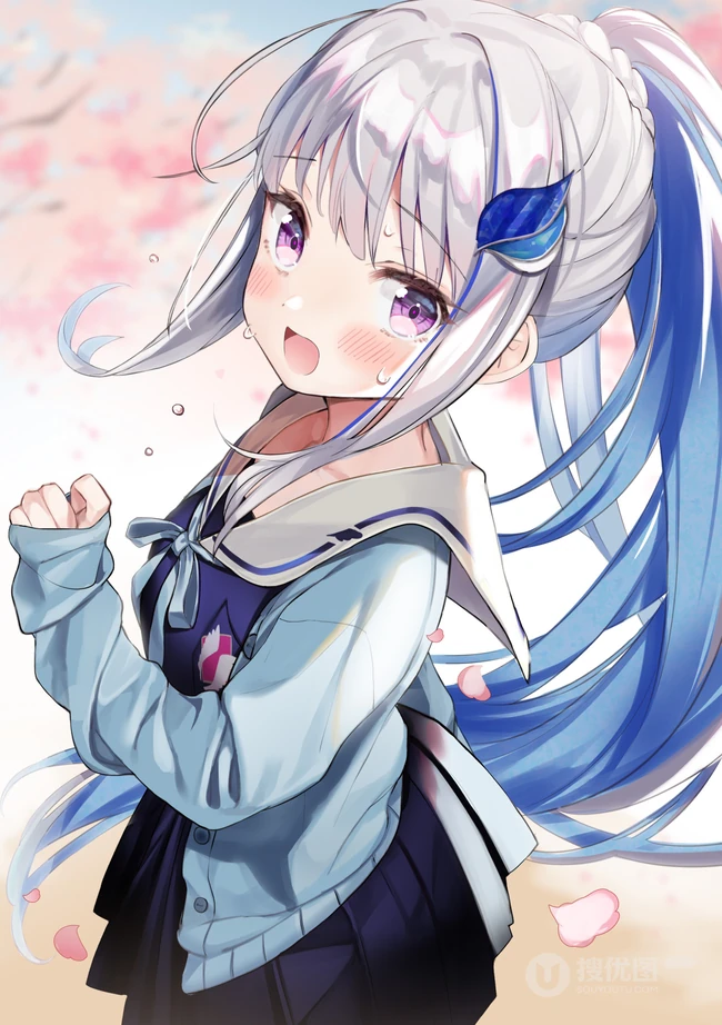 绝对领域水手服短裙二次元精美动漫马尾辫少女高清图片