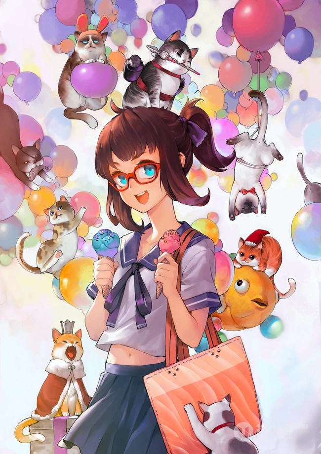 绝对领域水手服短裙二次元精美动漫马尾辫少女高清图片