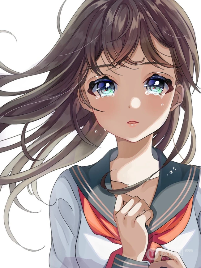 泪水汪汪的二次元动漫女生伤感伤心高清图片