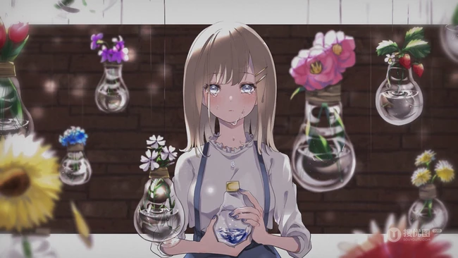 泪水汪汪的二次元动漫女生伤感伤心高清图片