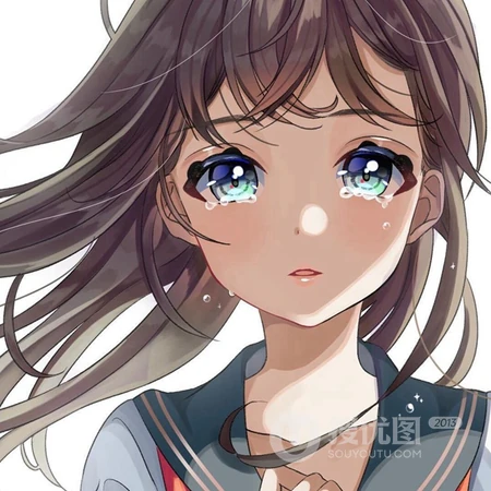 伤感女生头像，流泪的二次元少女伤感头像图片