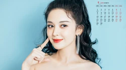 古力娜扎甜美卷发发型丸子头6月日历桌面壁纸图片