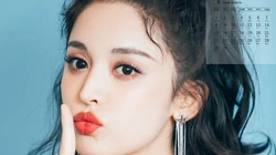 古力娜扎甜美卷发发型丸子头6月日历桌面壁纸图片