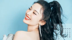 古力娜扎甜美卷发发型丸子头6月日历桌面壁纸图片