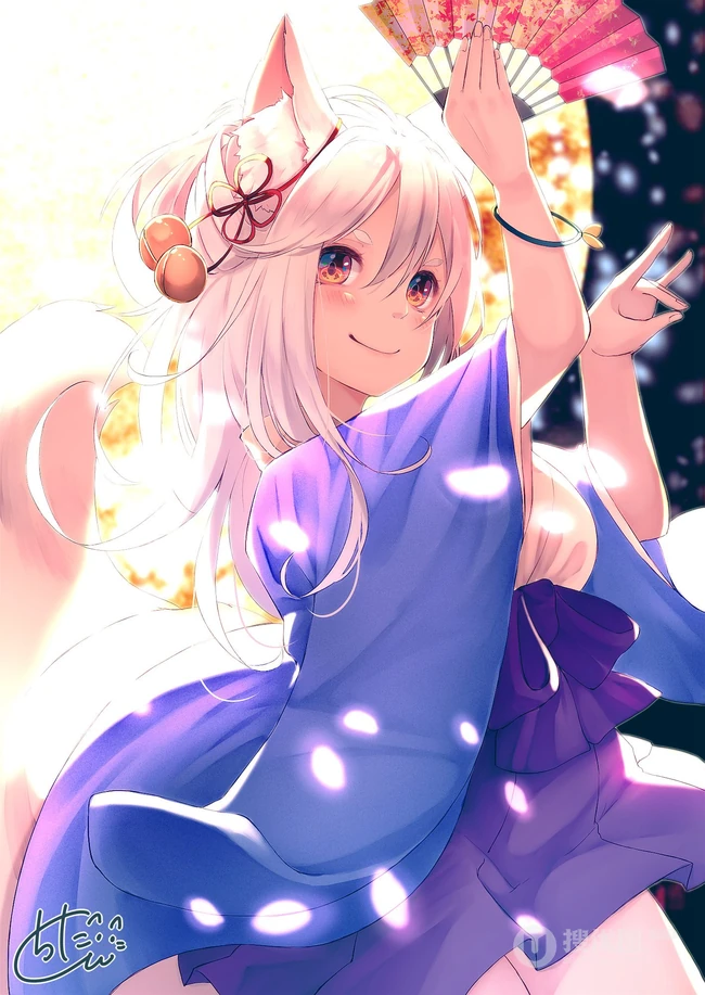 优雅执扇动漫女生，精选二次元执扇女生高清插画图片集