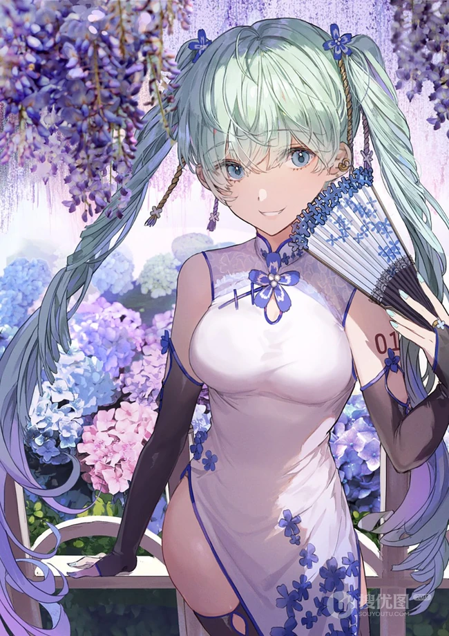 优雅执扇动漫女生，精选二次元执扇女生高清插画图片集
