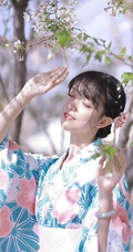 樱花树下的和服少女清新唯美高清摄影艺术写真大图