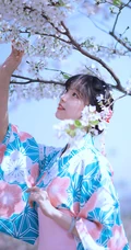 樱花树下的和服少女清新唯美高清摄影艺术写真大图
