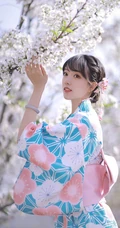 樱花树下的和服少女清新唯美高清摄影艺术写真大图