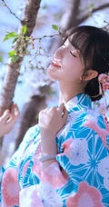 樱花树下的和服少女清新唯美高清摄影艺术写真大图