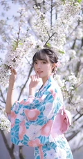 樱花树下的和服少女清新唯美高清摄影艺术写真大图