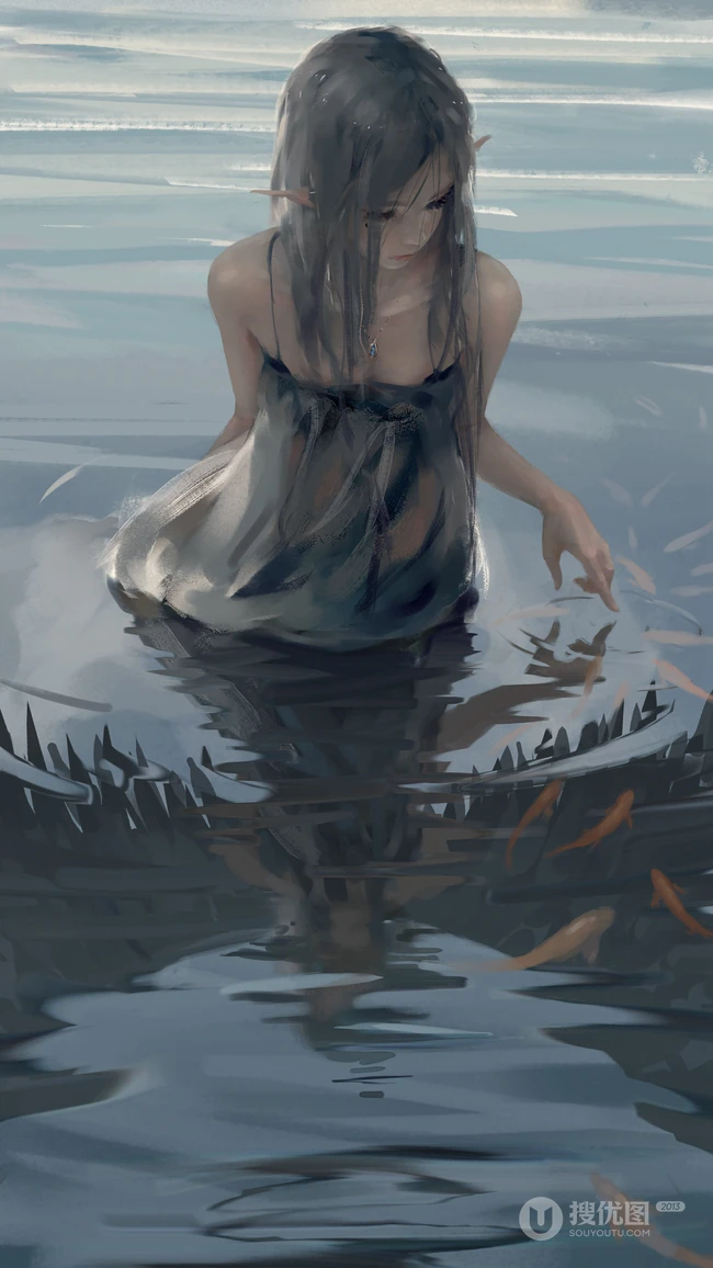 鬼刀系列插画雨中的日本女武士手机壁纸