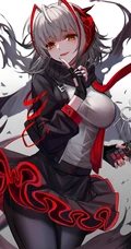 手绘穿黑红配色的百褶裙的动漫女生等6月11日手机壁纸套图推荐