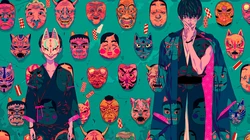 来自日本画师秋赤音-AKIAKANE的人像插画壁纸，画风独特让人印象深刻