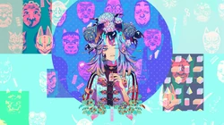 来自日本画师秋赤音-AKIAKANE的人像插画壁纸，画风独特让人印象深刻