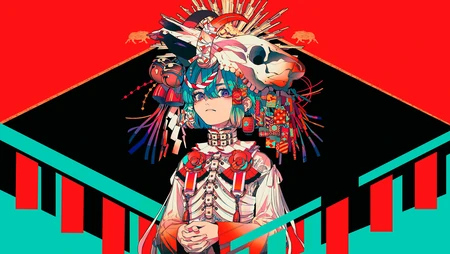 来自日本画师秋赤音-AKIAKANE的人像插画壁纸，画风独特让人印象深刻