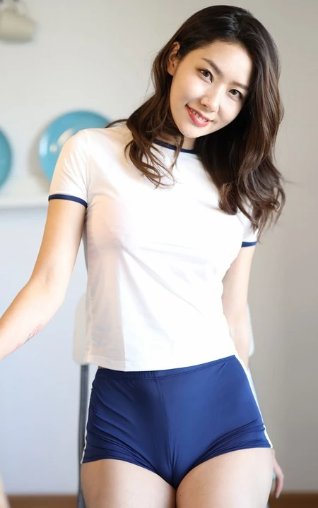 裤子是不是太紧了？气质女生方子萱体操制服紧身短裤室内图片集
