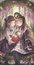 紫色藤花下的二次元动漫少女唯美图片