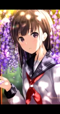 紫色藤花下的二次元动漫少女唯美图片
