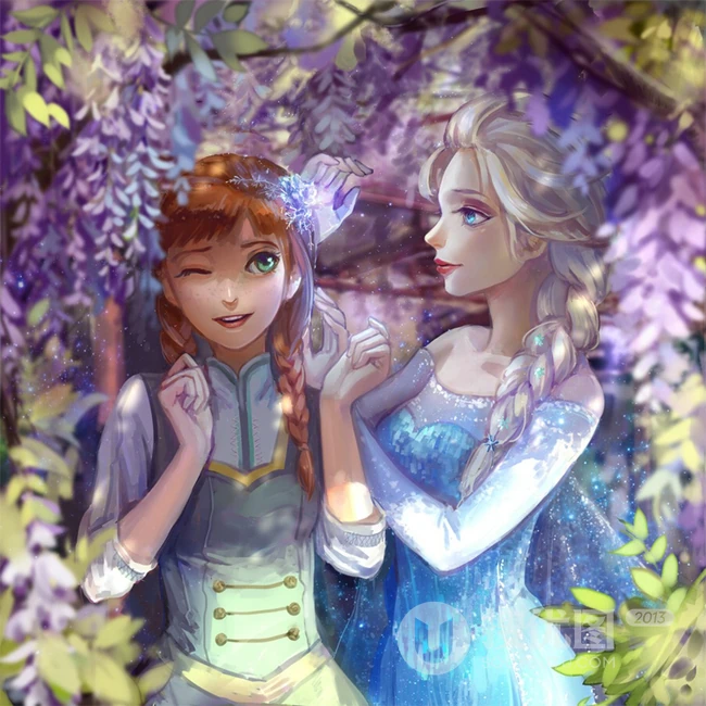紫色藤花下的二次元动漫少女唯美图片