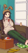 甜美可爱的居家服短裤二次元动漫少女高清插画图片集