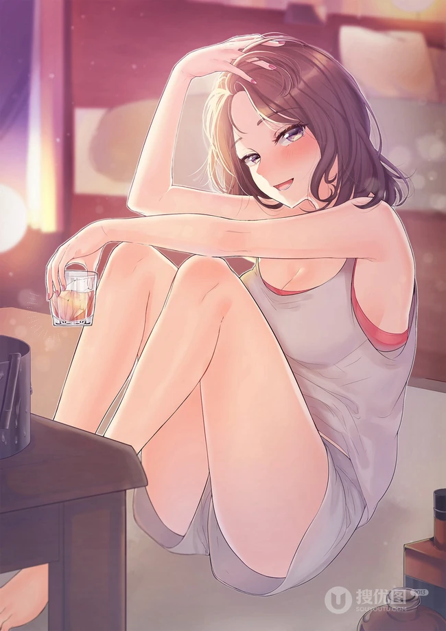 甜美可爱的居家服短裤二次元动漫少女高清插画图片集