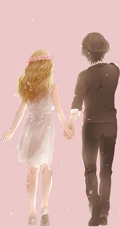 甜蜜约会中的动漫男女，精选二次元动漫男生女生青涩可爱插画图片