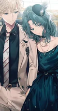 甜蜜约会中的动漫男女，精选二次元动漫男生女生青涩可爱插画图片