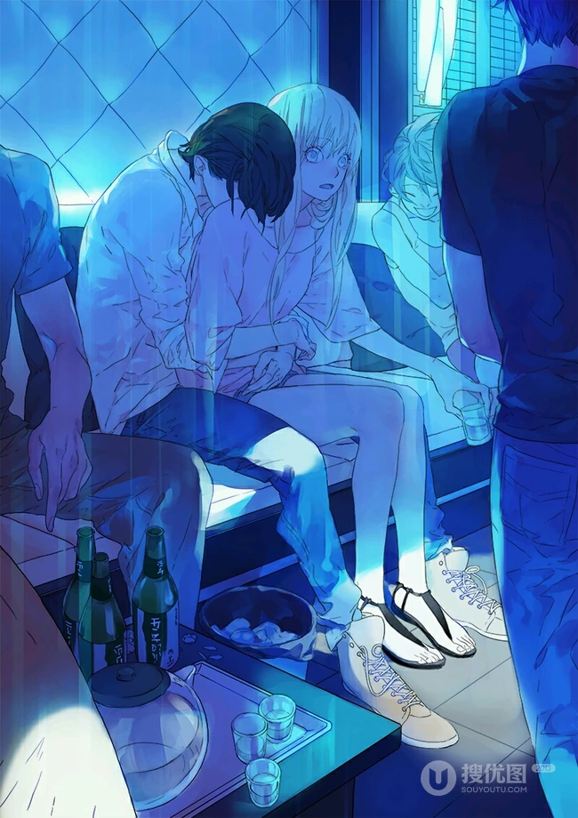 甜蜜约会中的动漫男女，精选二次元动漫男生女生青涩可爱插画图片