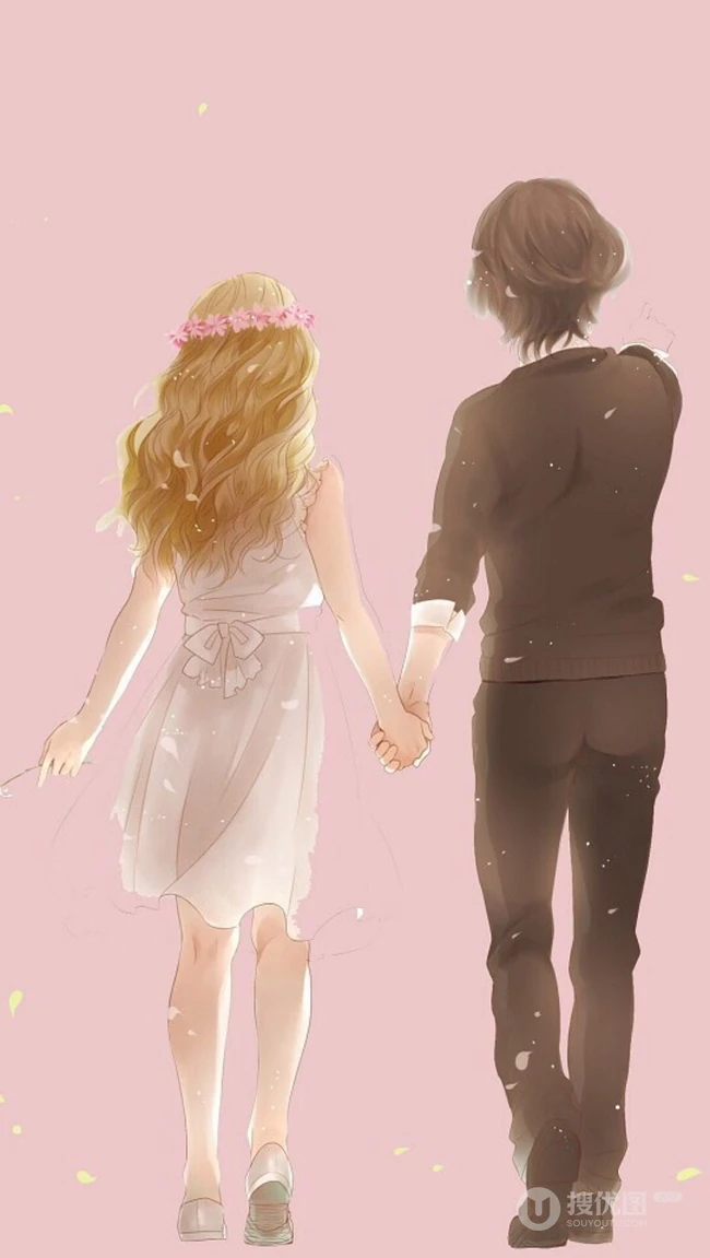 甜蜜约会中的动漫男女，精选二次元动漫男生女生青涩可爱插画图片