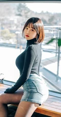 蜜桃臀妹子，清新短发韩国童颜女生佳人Rumi生活写真照图集