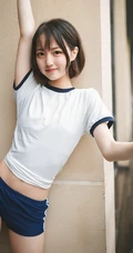 学生装短裤长筒袜清新甜美型短发女生在教室高清写真大图