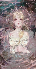 躺在水面上的二次元动漫少女唯美插画图集