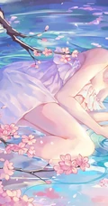 躺在水面上的二次元动漫少女唯美插画图集