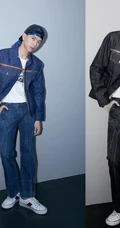 绑着头巾，穿着牛仔衣裤套装的帅哥明星潮男李现图片