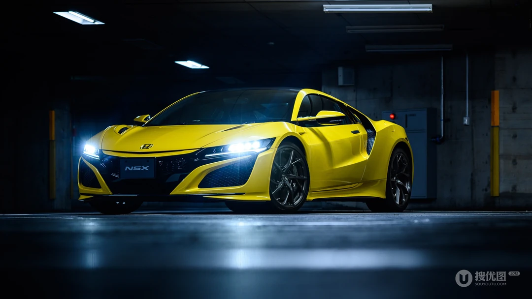 地库炫酷黄色本田跑车&ldquo;Honda NSX&rdquo;高清壁纸