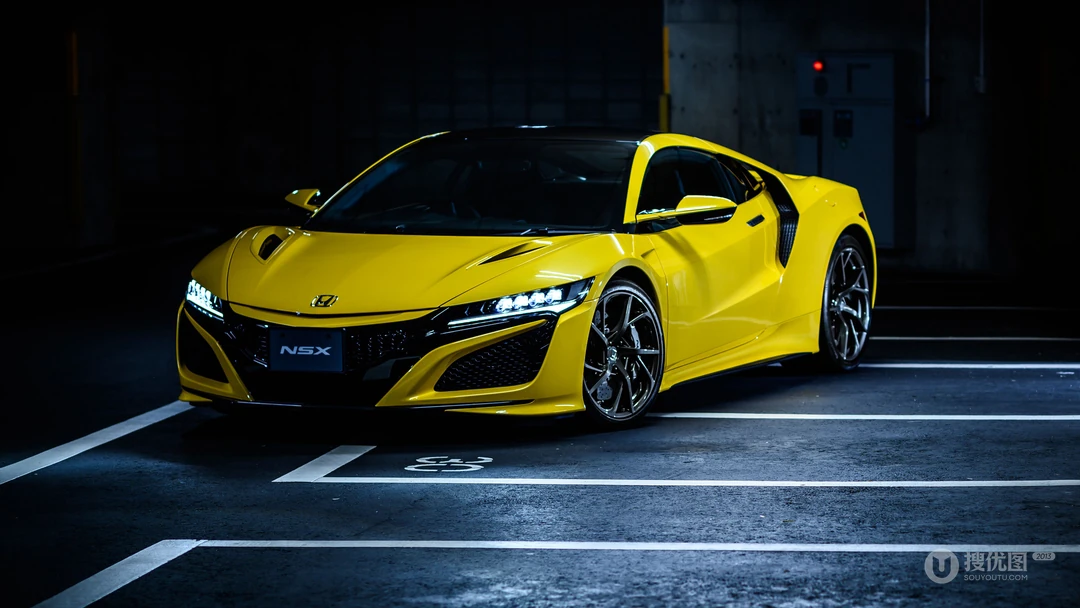 地库炫酷黄色本田跑车&ldquo;Honda NSX&rdquo;高清壁纸
