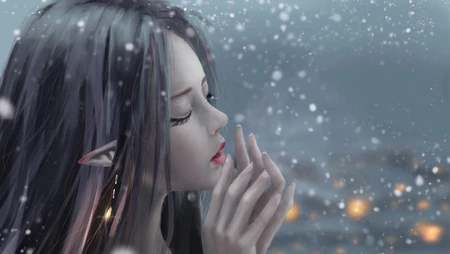长耳动漫女精灵动漫肖像插画高清桌面壁纸